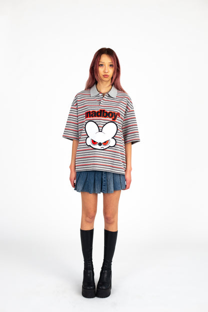 MADBOY® Striped Red & Grey Polo