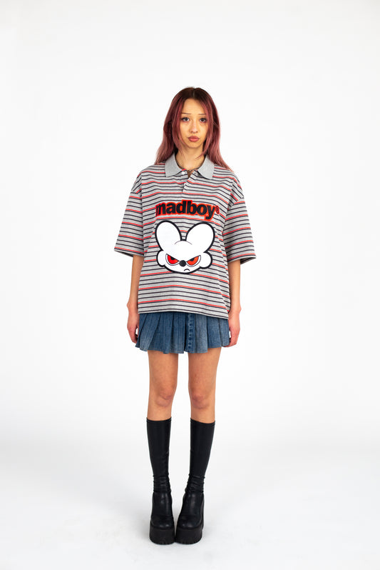 Madboy® Striped Red & Grey Polo