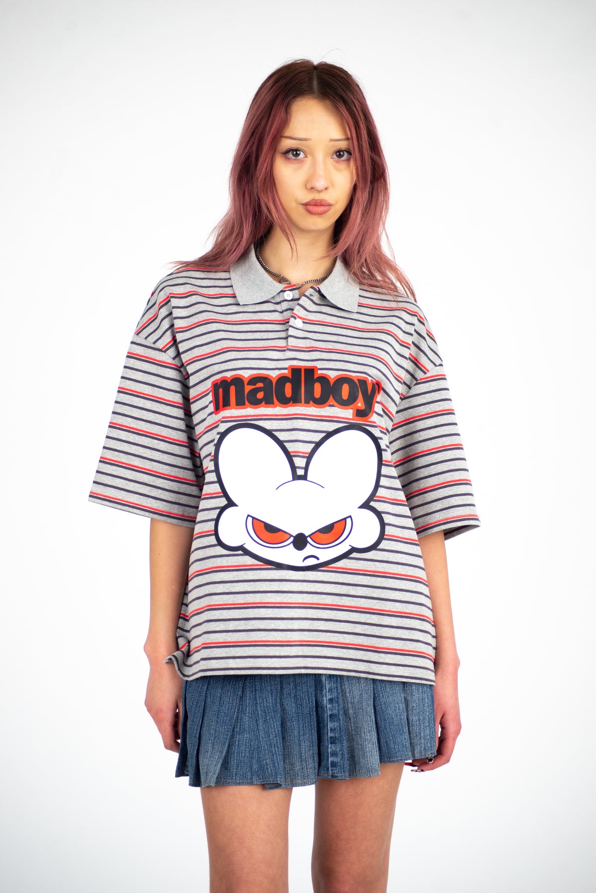 MADBOY® Striped Red & Grey Polo