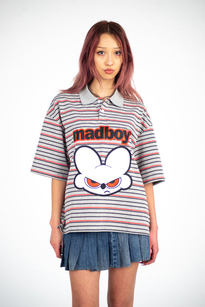 MADBOY® Striped Red & Grey Polo